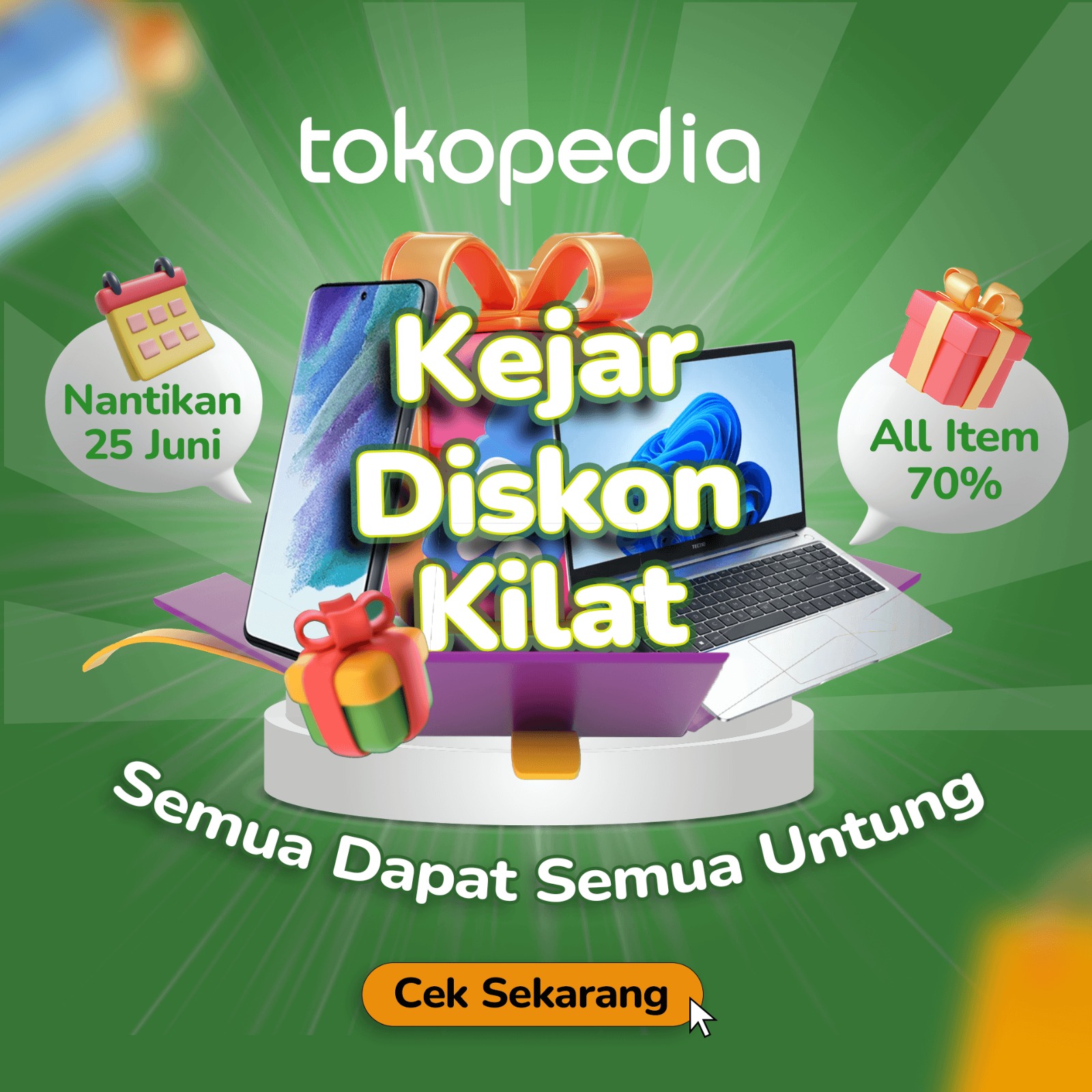 Desain iklan Tokopedia diskon kilat